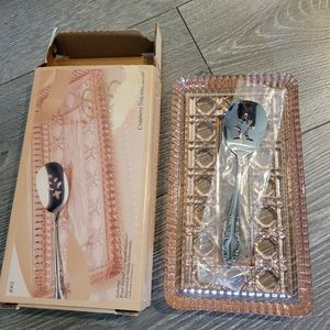 New peach Cranberry Tray with server